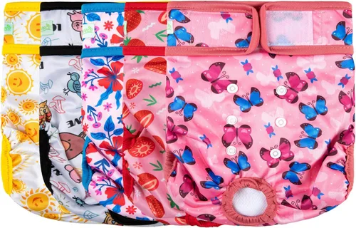 Miniatura 16 de wegreeco Pañales lavables para perros (paquete de 3), pañales para perros hembras altamente absorbentes para cachorros en celo, período