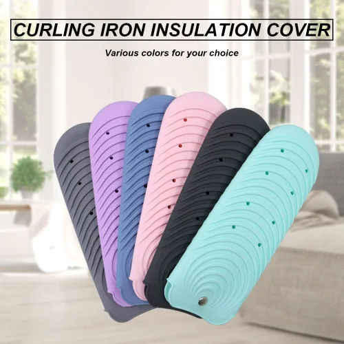 Miniatura 6 de Funda de silicona aislante para alisador de cabello, funda antideslizante de viaje para rizar y planchar, soporte portátil para rizador y rizador