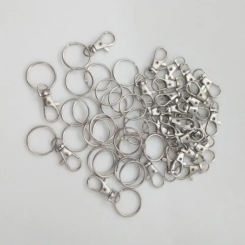 Miniatura 7 de 60 piezas de ganchos giratorios premium con anillas para llaves, ganchos de llavero con cierre de langosta de metal para manualidades con cordón