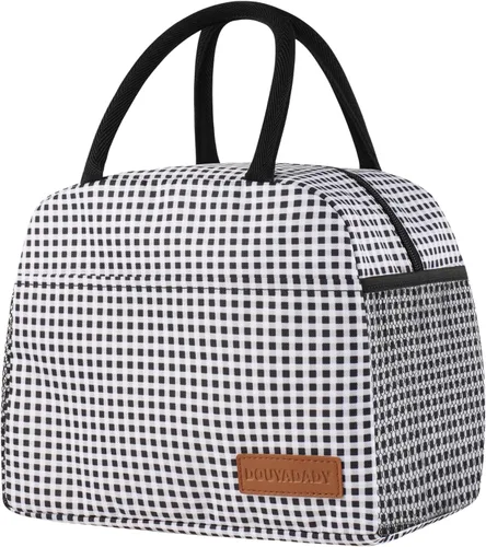 Miniatura 39 de douyadady Bolsa de almuerzo para mujeres/hombres, fiambrera mujeres/hombres (azul bebé+rayas blancas)