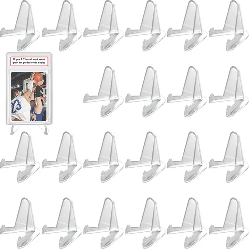 Miniatura 8 de LRANFOW Soporte de tarjetas de acrílico grueso, soporte para mini caballete, soportes para tarjetas deportivas, soporte de tarjetas graduadas