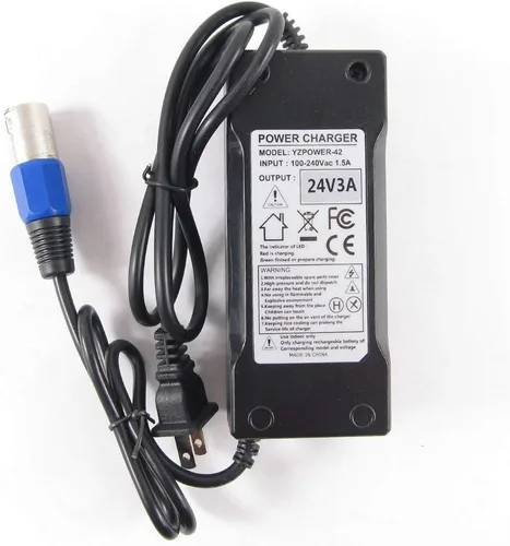 Cargador 24V 3A, Adaptador de Batería, Mangosta, Jazzy, GT, eZip, Go-Go Elite Traveller, Shoprider, Jazzy Select 6 Ultra