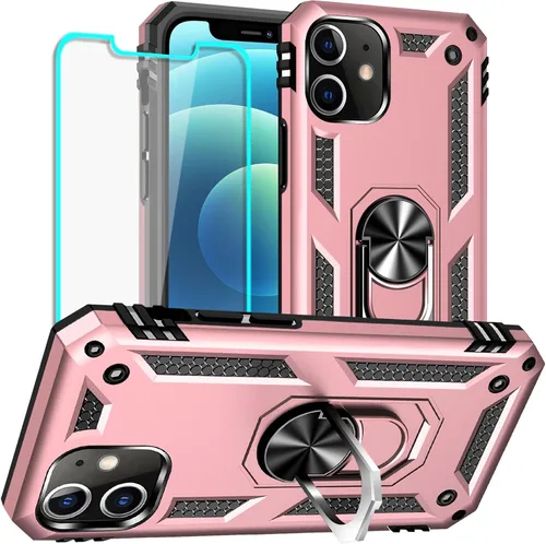 Miniatura 10 de Yiakeng Funda para iPhone 12 Mini: Funda para iPhone 12 Mini con protector de pantalla HD, fundas protectoras de grado militar con anillo para Verde