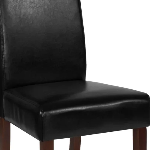 Miniatura 6 de Flash Furniture Greenwich Series Black LeatherSoft - Silla de comedor Parsons de mediados de siglo con parte trasera tapizada