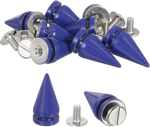 uxcell 16 remaches de espiga de cono de 0.39 x 0.78 pulgadas, tornillos traseros para árbol y picos para manualidades de cuero, ropa, zapatos, Azul