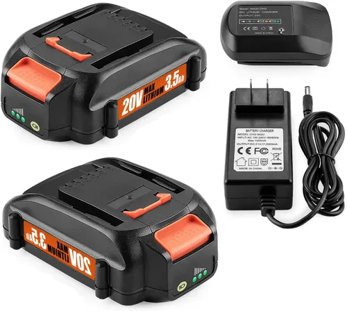 Energup Reemplazo de 20 voltios para batería Worx 20V y kit de cargador, compatible con Worx 20Volt WA3520 WA3525 WA3575 WG151s WG251s WG540s WG545s