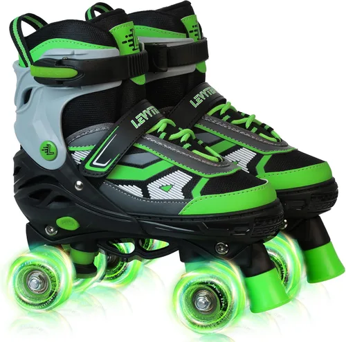 Miniatura 9 de Patines de ruedas para niños y niñas, patines cuádruples ajustables de 4 tallas con todas las ruedas iluminadas para principiantes, deportes