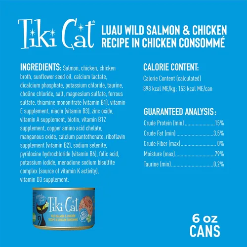 Miniatura 4 de Tiki Cat Luau - Comida húmeda sin granos, baja en carbohidratos, con aves de corral o peces en consomé para gatos adultos y gatitos.