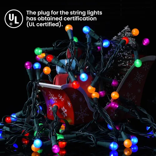 Miniatura 3 de Cadena de luces de Navidad al aire libre de 19 pies con 70 LED, luces de árbol de Navidad tipo globo con bombillas de cristal perlado, certificadas