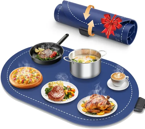 Miniatura 9 de Manta de calentamiento seenlast para alimentos con temporizador de temperatura ajustable, Manta de calentamiento de alimentos eléctrica de Gris