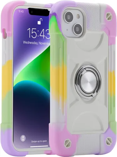 Miniatura 118 de MARKILL Funda compatible con iPhone 15 de 6.1 pulgadas con soporte integrado, [grado militar resistente de cuerpo completo] protección contra Rosa