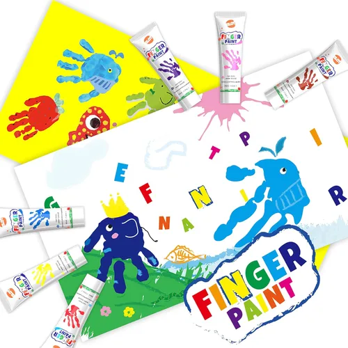 Miniatura 3 de Pintura de dedos lavable para niños pequeños, suministros de arte, regalo para pintura a mano de bebé, manualidades, no tóxica, 10 colores, 1.4 fl