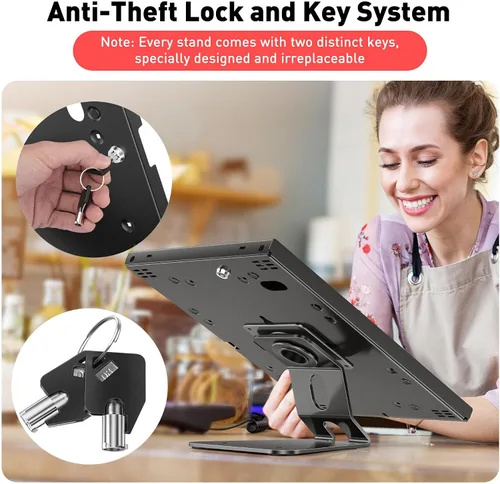 Miniatura 4 de AboveTEK Soporte antirrobo para tablet, soporte de seguridad y bloqueo para iPad, soporte de posición de montaje en encimera y pared, soporte