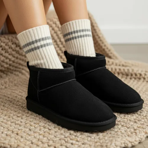 Miniatura 85 de CUSHIONAIRE, Hip 2 - Botas de nieve de gamuza auténtica para mujer, sin cordones, con cómodo forro de piel de oveja sintética + espuma viscoelástica