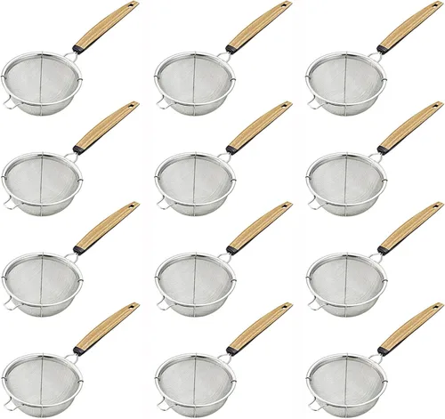 Miniatura 6 de JapanBargain 2459 Colador de té de malla fina con asa de acero inoxidable pequeño tamiz para bebidas, cócteles, café y matcha, paquete de 2