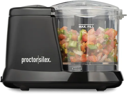 Proctor Silex Picadora eléctrica duradera de verduras y mini procesador de alimentos para picar, hacer puré y emulsionar, 1.5 tazas, color negro