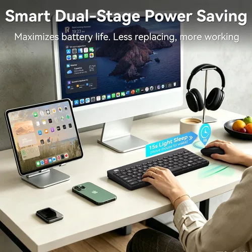 Miniatura 6 de Mango Era - Combo de teclado y mouse inalámbricos compactos, mini teclado y mouse de viaje pequeños para laptop, juego de teclado inalámbrico USB