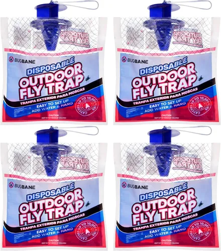 Miniatura 11 de Trampas para moscas para exteriores para patio. 2 bolsas no tóxicas para moscas precebadas desechables para exteriores. Atrapasinsectos colgantes