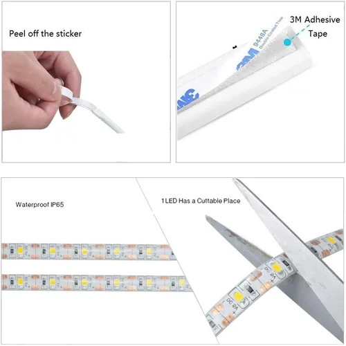 Miniatura 6 de Luz de armario con sensor de movimiento, tira de luces LED de 4.9 ft, encendido y apagado automático PIR, funciona con pilas, 6000 K blanco