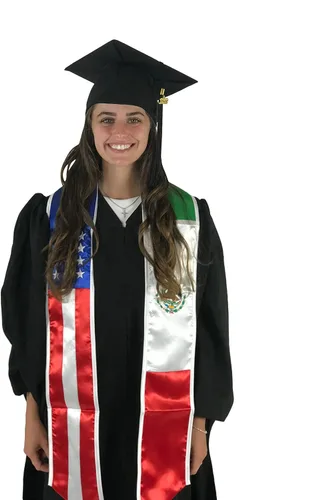 Miniatura 3 de Cappe Diem Estola de banda de graduación de dos banderas (Estados Unidos + Internacional)