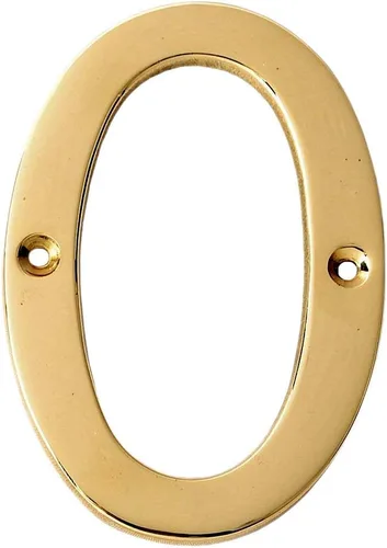 Motivo de latón macizo de 4 pulgadas, acabado pulido lacado, número de dirección de buzón, números de puerta de hotel/casa (número 0)