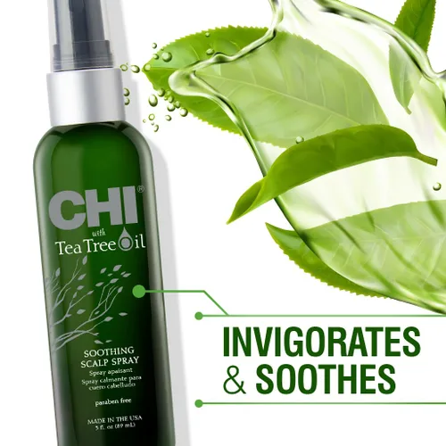 Miniatura 3 de CHI Aceite de árbol de té calmante en aerosol para el cuero cabelludo, espray hidratante para aliviar la irritación y la picazón, sin sulfato