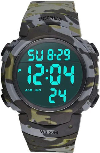 Miniatura 2 de MJSCPHBJK Reloj digital para hombre, reloj militar deportivo, resistente al agua, cronógrafo para exteriores, con luz LED, alarma, fecha, Azul