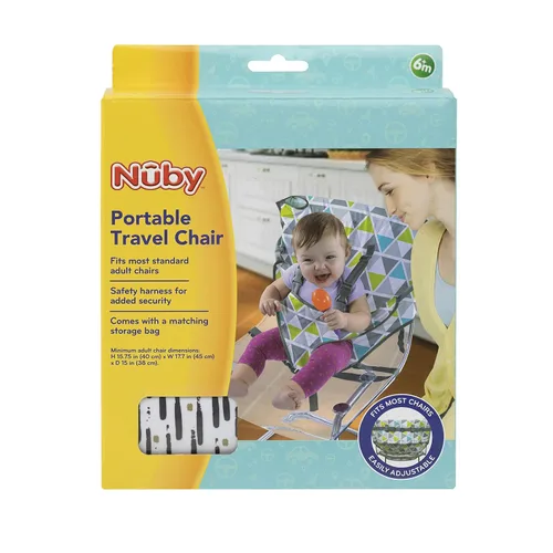Miniatura 10 de Nuby On The Go Silla de viaje portátil para bebés y niños pequeños, correas ajustables de seguridad de 5 puntos, más de 6 meses, se pliega en una