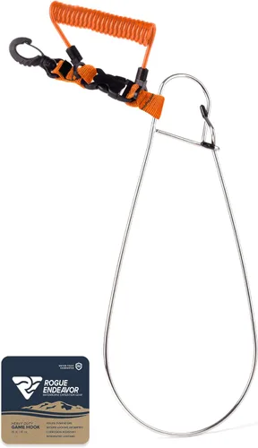 Rogue Endeavor® Clip de pescado, grande, construcción inoxidable, cordón de núcleo de acero de liberación rápida de 36 pulgadas, diseñado para pesca