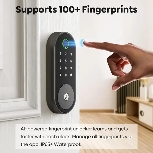 Miniatura 2 de Cerradura inteligente de huellas digitales con teclado – Cerradura de entrada sin llave para casa, apartamento, oficina, Airbnb, alquiler, niños