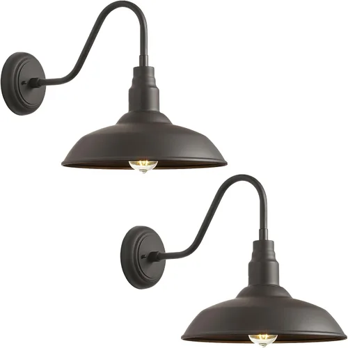 Miniatura 9 de Luz de granero de cuello de cisne de 10 pulgadas para exteriores, luces verdes para porche con interior blanco, cúpula pequeña, para patio, cuello