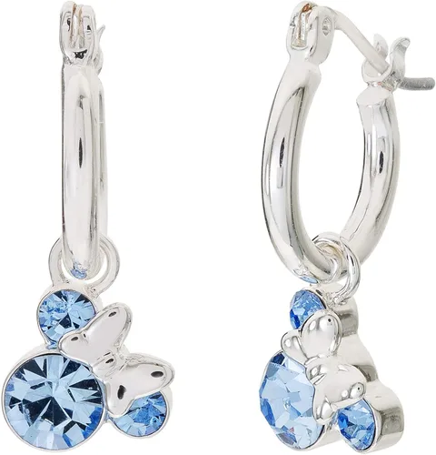 Miniatura 2 de Disney Minnie Mouse Jewelry Crystal Birthstone Silver Plated Hoop Dangle Earrings Latch Back