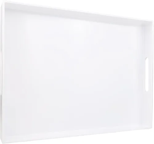 Miniatura 16 de Bandeja azul para mesa de café, bandeja decorativa rectangular de plástico con asas para entretenimiento, patio al aire libre, sala de estar