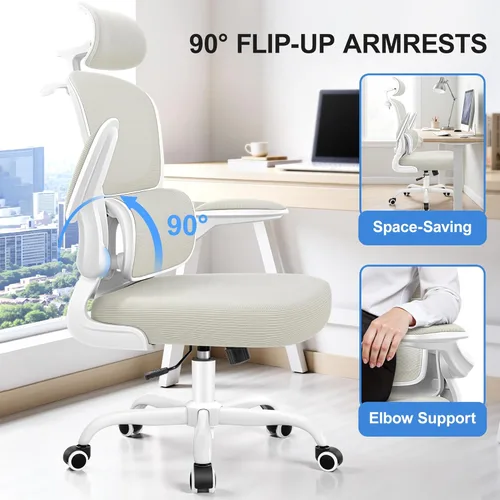 Miniatura 3 de ALLGOD Silla de oficina ergonómica, silla de escritorio de malla con soporte lumbar, silla de oficina en casa con respaldo alto con reposacabezas