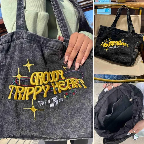 Miniatura 3 de Bolso de mano estético de mezclilla para mujer, bolso de hombro grande tipo hobo de gran capacidad, bolsa de trabajo para compras, bolsa cruzada