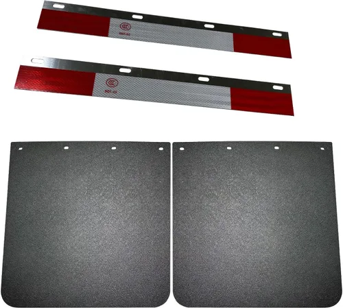 BST BSSP Par de aletas de fango de polímero negro de 24 "x 24" con tiras reflectoras de 24 "* 3" cinta reflectante para remolque de camión de