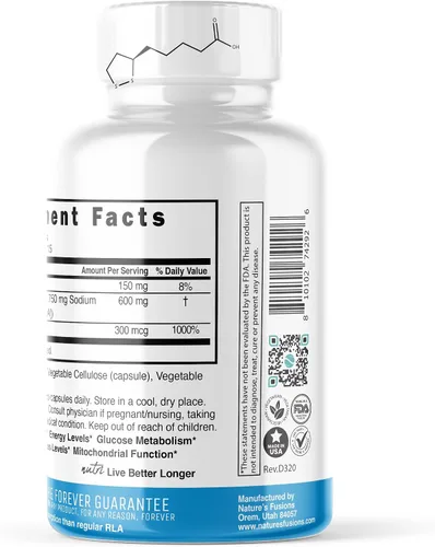 Miniatura 3 de Nutri R Ácido alfa lipoico 600mg Cápsulas - Ácido lipoico R estabilizado con biotina - Forma activa de R-ALA - Dosis clínica de 600 mg - Potente