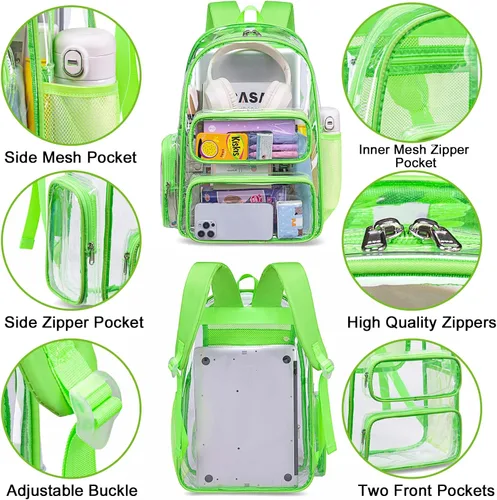 Miniatura 161 de CAMTOP Mochila transparente resistente y transparente para estudiantes, escuela, trabajo, festival, viajes, deportes, Beige, Mediana, Camtop Mochila