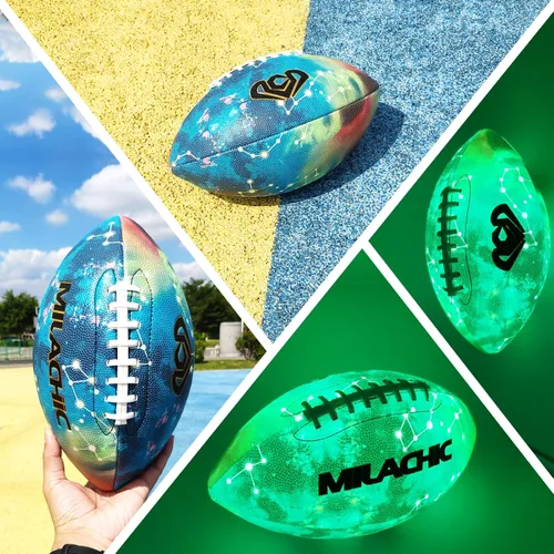 Miniatura 3 de Balón de fútbol que brilla en la oscuridad Tamaño 9 y Tamaño 6 para jóvenes, balones de fútbol luminosos y brillantes con súper agarre, de piel