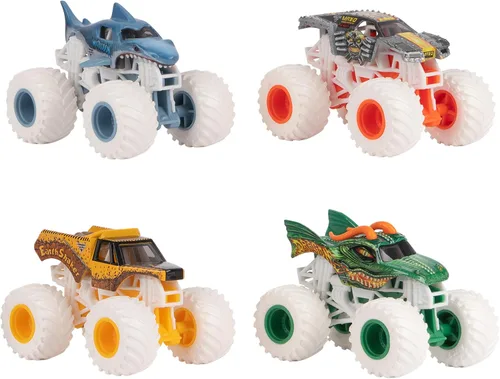 Monster JAM - Paquete de 4 vehículos fundidos a presión 1:64 - 4 auténticos Monster Trucks Official Show Monster Jam Vehículos para coleccionar