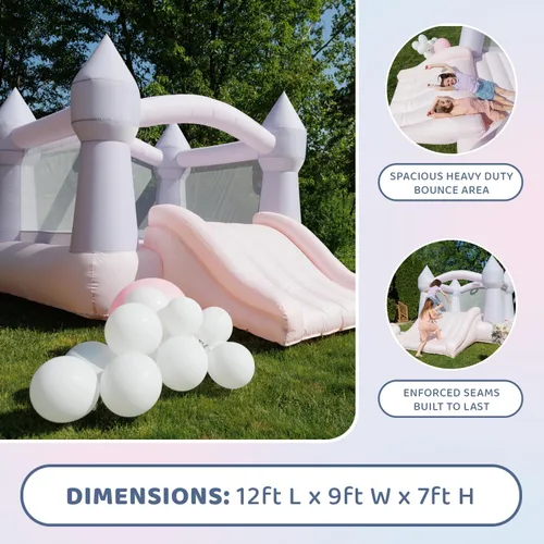 Miniatura 5 de Bounceland Bouncy Castle Daydreamer Casa Inflable Temática de Algodón de Azúcar, Casa Inflable Pastel con Tobogán, 12 pies de largo x 9 pies