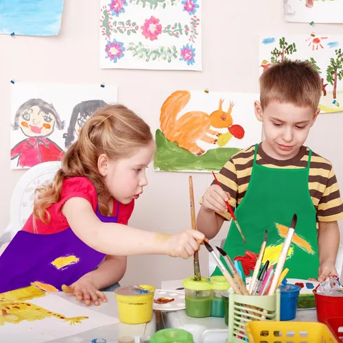 Miniatura 5 de PLULON 8 piezas de delantales para niños, delantales para niños para pintar, delantales de arte para niños, smocks a granel para actividades