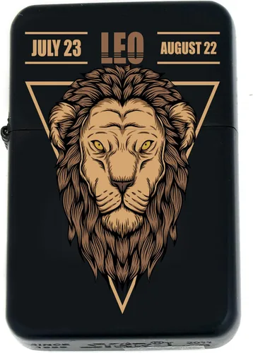 Signos del zodiaco, símbolos del horóscopo, colección de iconos de astrología s Infinity negro mate encendedores a prueba de viento (Leo) - Regalo