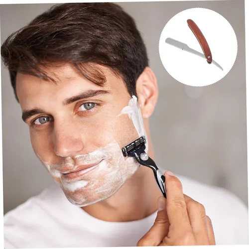 Miniatura 5 de Beaupretty Maquinilla de afeitar de peluquería recta manual plegable mango ligero para hombres S barba patillas y herramienta de aseo facial Picture
