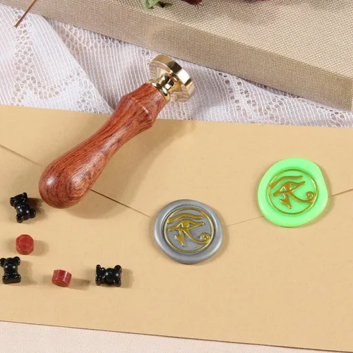 Miniatura 2 de Kit de sellos de cera Eye of Horus, amuleto de protección, 0.984 in, cabeza de latón, sello de sellado de letras para Nudo De Brujas Amuleto De