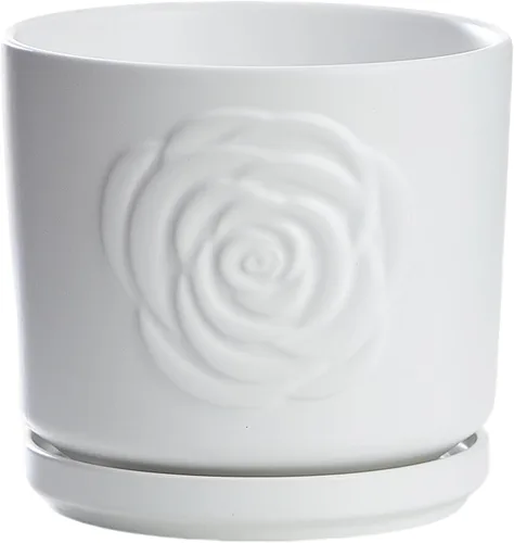 Miniatura 8 de Ekirlin - Macetas de 7 pulgadas para plantas, macetas de cerámica para flores en interiores, contenedores modernos de suculentas con plato