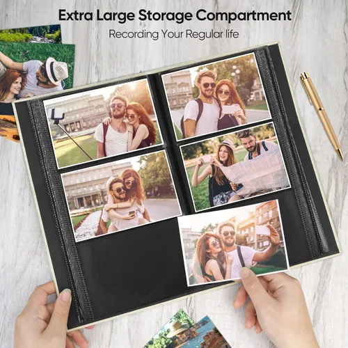 Miniatura 5 de Álbum de fotos de 4 x 6 pulgadas, 200 bolsillos para regalos de boda, libro de recuerdos de tapa dura de lino con ventana frontal para aniversario
