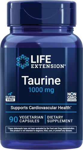 Life Extension Taurina, suplemento de aminoácidos de taurina pura, salud del corazón, hígado y cerebro, longevidad, músculo y ejercicio, dosis de