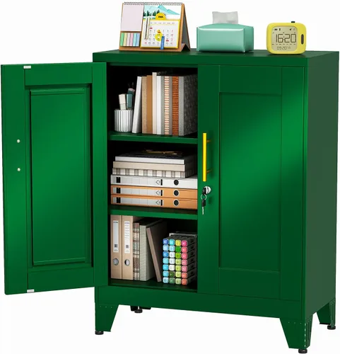 Miniatura 9 de Gabinete de casillero de almacenamiento de 62.2 cm de alto de metal con cerradura - Gabinete pequeño con cerradura para empleados, casillero
