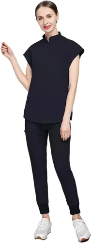 niaahinn Unsex - Conjunto de traje médico para mujer, cuello en V y pierna recta, pantalones con cordón, uniformes de enfermería para hombres (4